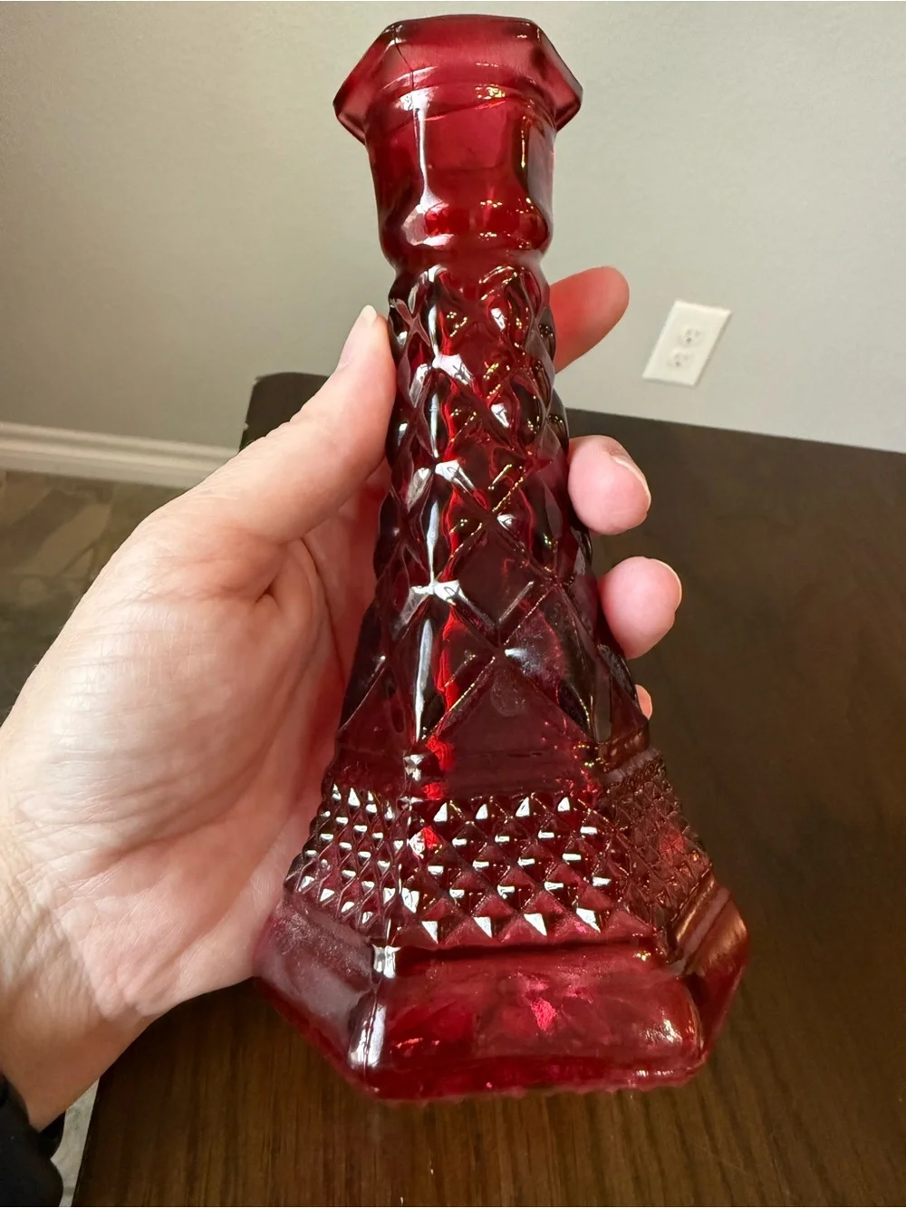 Vintage Anchor Hocking Bud Vase Flashed Ruby Red Glass Set Of 2  NEW
